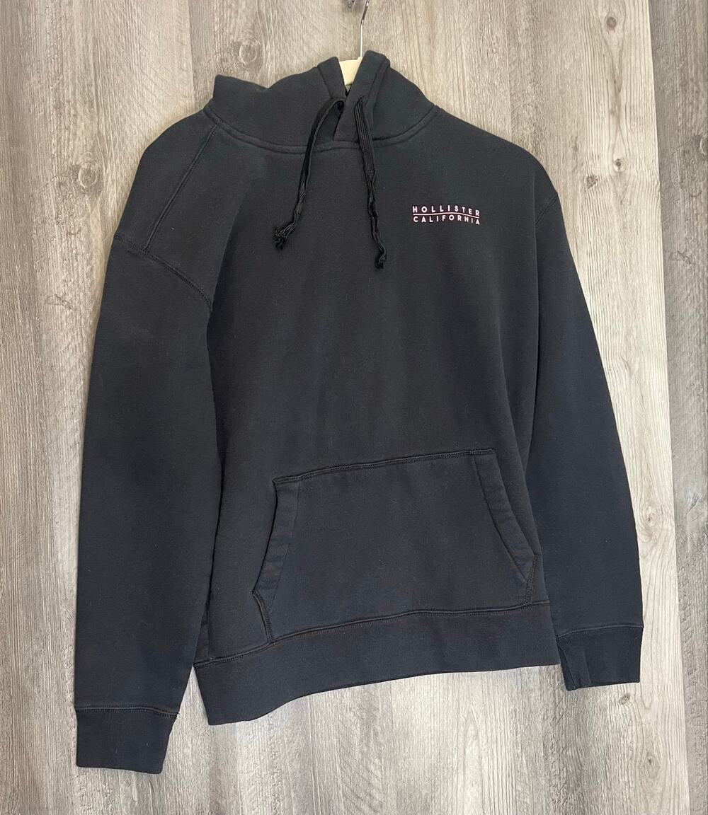 Hollister California Medium Black Pink Graphic Pullover Hoodie Sweatshirt